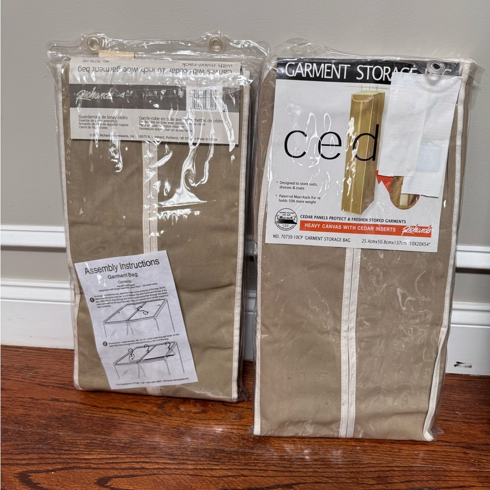 2 Tan Garment Storage Bag